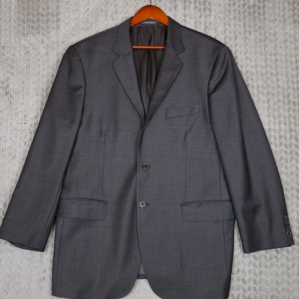 Ermenegildo Zegna Blazer Mens 42R Gray Trofeo Wool Saks Italy